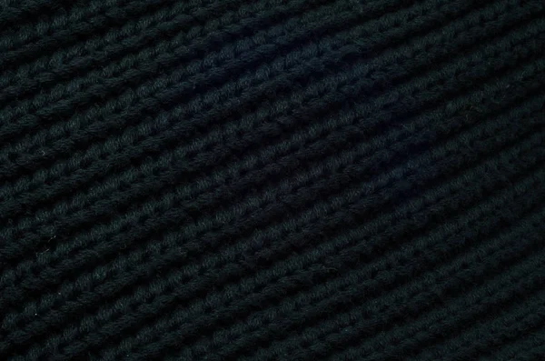 Zwarte Haak Textuur Macro Breigoed Achtergrond — Stockfoto