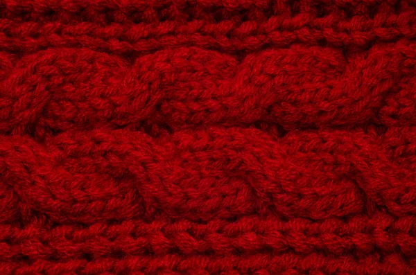 Tmavě Červené Kabelové Pleteniny Makro Pozadí Textura — Stock fotografie