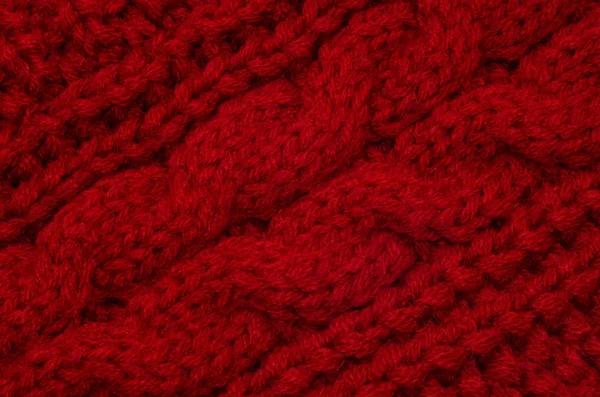 漂亮的深红色针织针织物质地 宏观针织物 — 图库照片