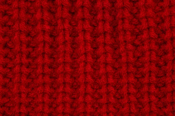 Pletená Červená Deka Makro Texturou Útulné Zimní Pozadí — Stock fotografie