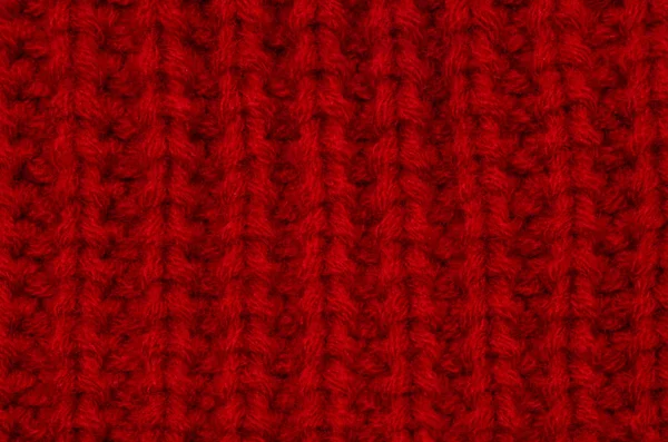 Macro Maglia Rossa Coperta Accogliente Sfondo Invernale — Foto Stock