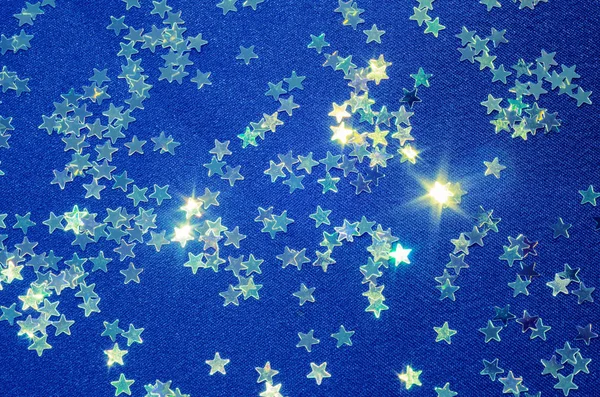 Красива Текстура Блискучих Зірок Синьому Фоні — стокове фото