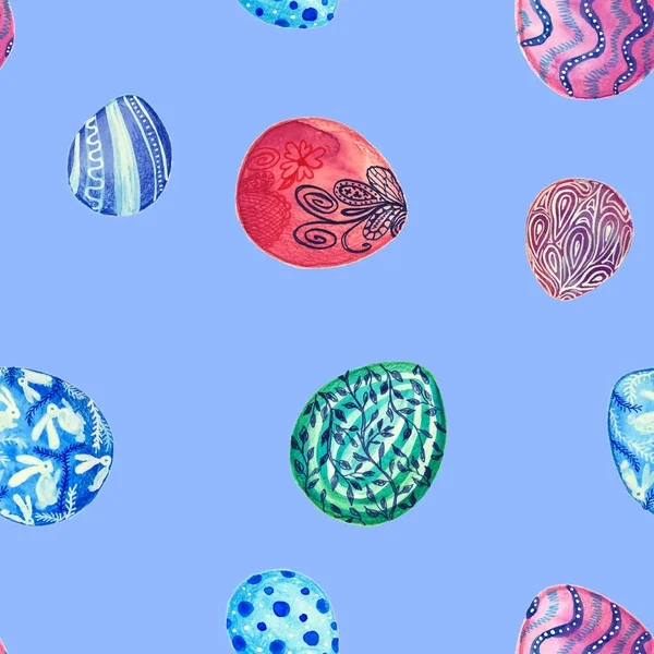 Paskalya Tasarımı Için Kusursuz Desenli Suluboya Yumurtalar — Stok fotoğraf