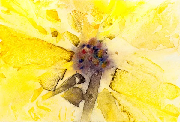 Bunga Matahari Emas Yang Indah Tangan Dicat Dengan Cat Air — Stok Foto