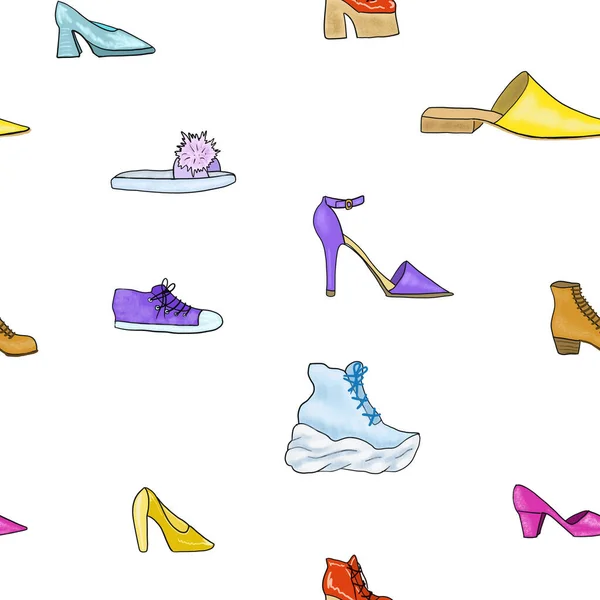 Chaussures Féminines Dans Motif Sans Couture Pour Design — Photo