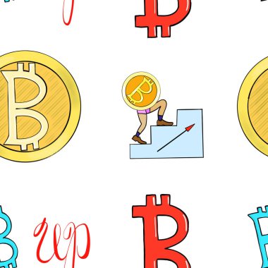 Yaratıcı mitcoin yükseliyor. Kripto para büyümesi, beyaz arkaplanda izole.