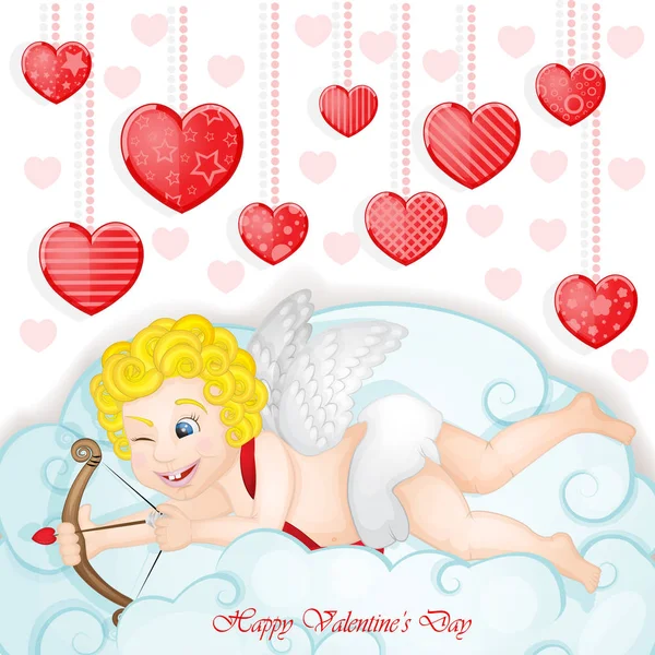 Valentine's day background with funny hearts — Stock Vector