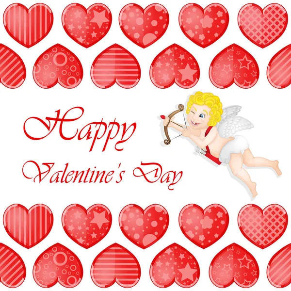 День святого Валентина фон с веселыми сердцами — стоковый вектор