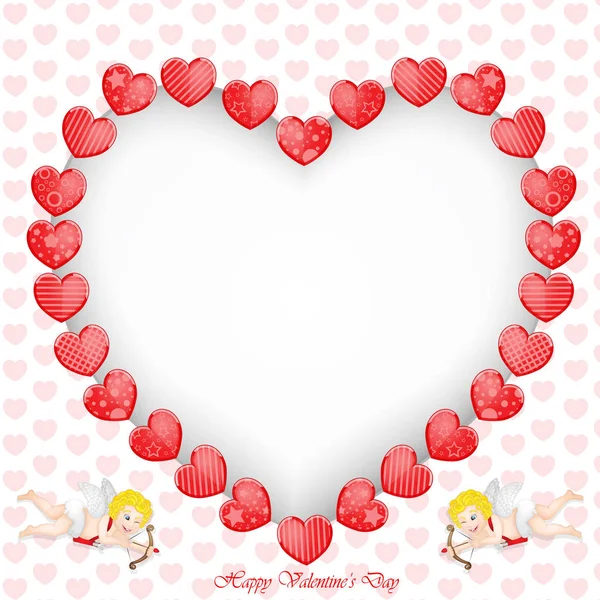 Fondo del día de San Valentín con corazones divertidos — Vector de stock
