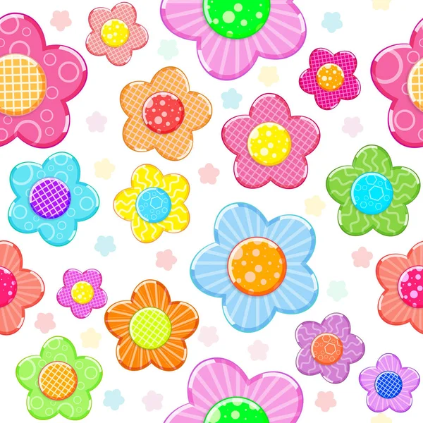 Färgglada klistermärke blomma sätta mönster — Stock vektor