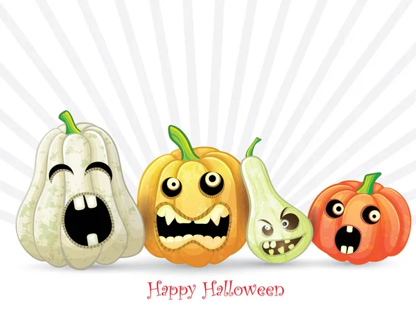 Carte fantasmagorique de citrouilles Halloween — Image vectorielle