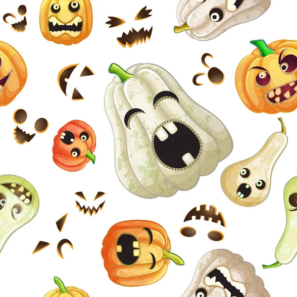 Modèle fantasmagorique de citrouilles Halloween — Image vectorielle