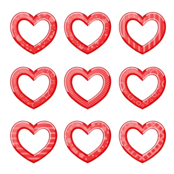 Corações Engraçados Cor Vermelha —  Vetores de Stock