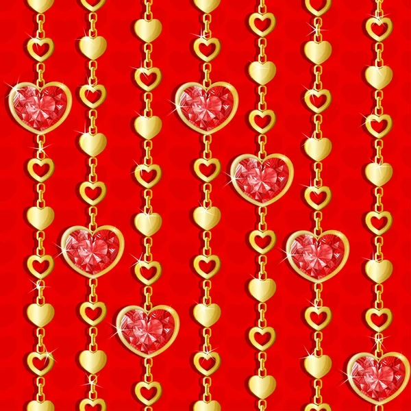 Шаблон День Святого Валентина Бриллиантовыми Сердцами — стоковый вектор