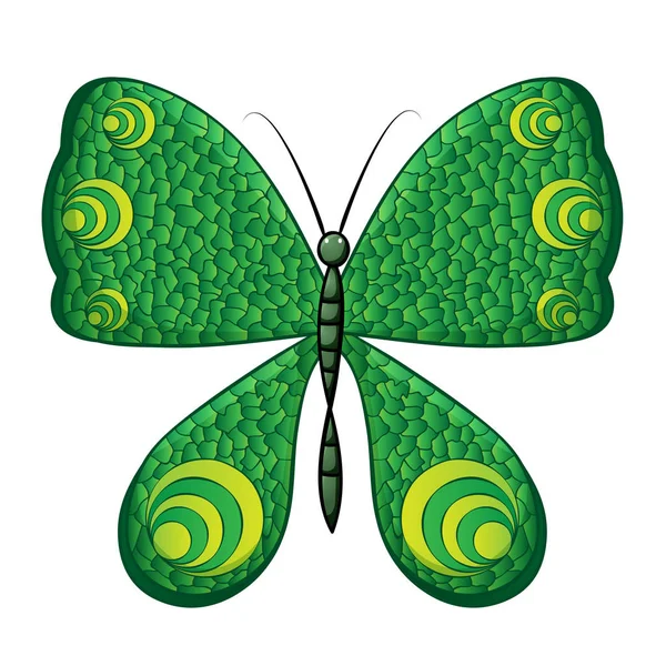 Green Butterfly White — Stock Vector