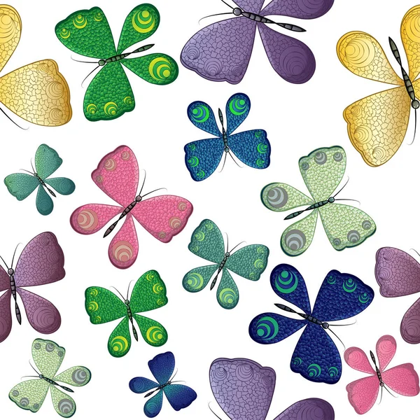 五彩斑斓的蝴蝶无缝图案 — 图库矢量图片