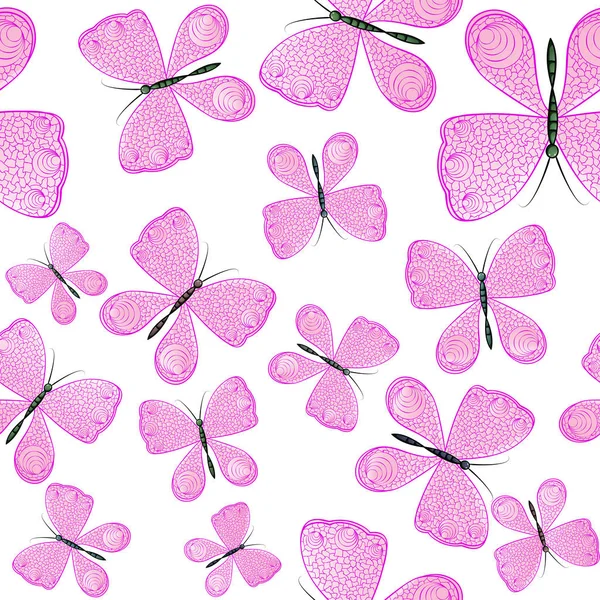 Nahtloses Muster Mit Bunten Schmetterlingen — Stockvektor