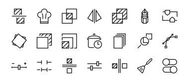 İlgili vektör çizgisi simgelerini düzenleyen basit bir set. Ekin, kopyalama, ölçek, döndürme ve daha fazlası gibi simgeler içerir. Düzenlenebilir felç. 48x48 Piksel Mükemmel. Beyaz arkaplanda