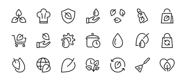 Ecology Icon Set, Vektorzeilen, enthält Symbole wie Photosynthese, Umweltschutz, Umweltfreundliches Paket, Wachstumszeit, editierbarer Strich, perfekte 48x48 Pixel, weißer Hintergrund — Stockvektor