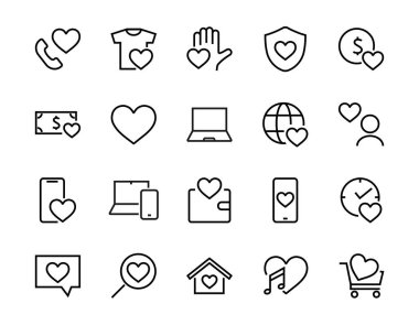  Aşk hakkındaki ikonlar müzik aşkı, aşk ilanı, kalp, favori ev, doğrusal set gibi ikonlar içerir. Beyaz arka planda bir vektör. Düzenlenebilir felç. 480x480