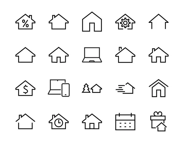 Simple Set Line Vector Home Icons Contains House Symbols Interest — Stock Vector