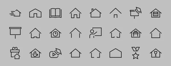 Simple Set Color Editable House Icon Templates Contains Icons Home — Stock Vector