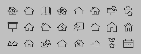 Eenvoudige Set Van Lijn Vector Home Iconen Bevat Huis Symbolen — Stockvector