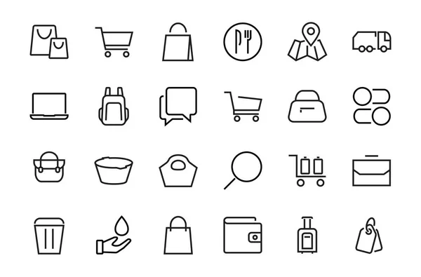 Simple Set Bags Shopping Travel Icons Vector Illustration Contains Icons — Stock Vector