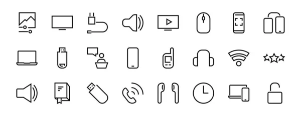 Conjunto Dispositivos Dispositivos Inteligentes Hardware Informático Electrónica Iconos Dispositivos Electrónicos — Archivo Imágenes Vectoriales