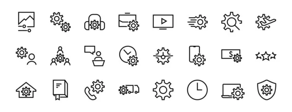 Eine Einfache Reihe Von Einstellungen Und Optionen Zusammenhang Mit Vektorzeilensymbolen — Stockvektor