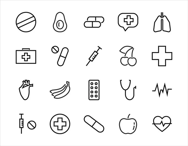 Einfaches Set Von Medikamenten Pillen Verwandte Vector Line Icons Enthält — Stockvektor