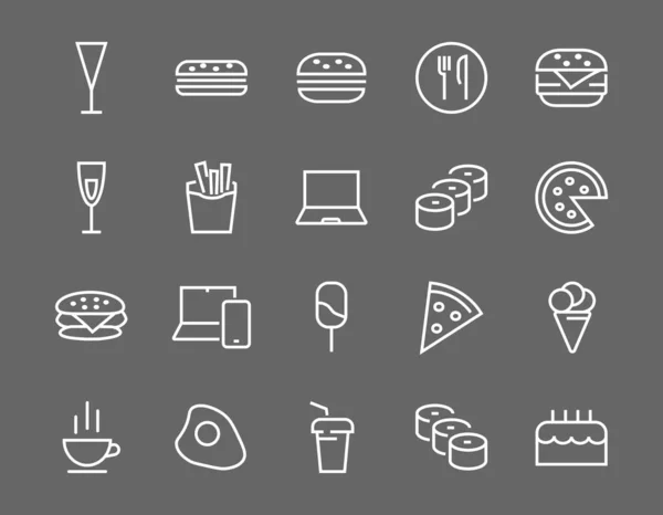 Simple Conjunto Iconos Comida Rápida Relacionados Con Línea Vectorial Contiene — Archivo Imágenes Vectoriales