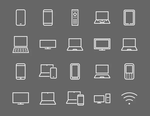 Een Set Van Slimme Apparaten Gadgets Computer Hardware Elektronica Pictogrammen — Stockvector