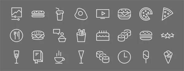 Simple Conjunto Iconos Comida Rápida Relacionados Con Línea Vectorial Contiene — Archivo Imágenes Vectoriales