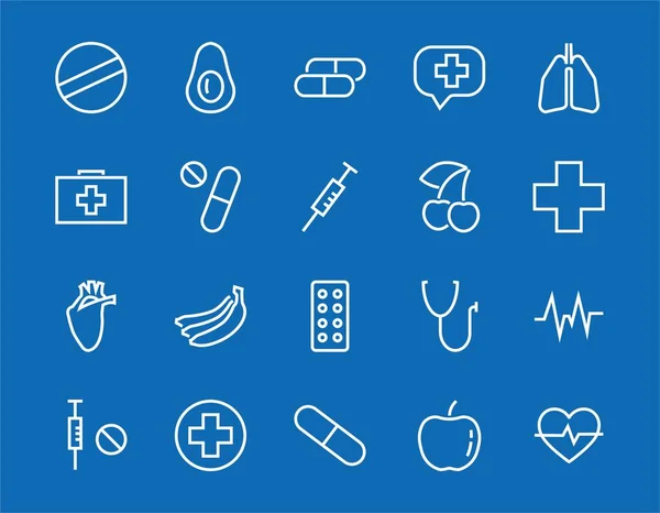 Einfaches Set Von Medikamenten Pillen Verwandte Vector Line Icons Enthält — Stockvektor