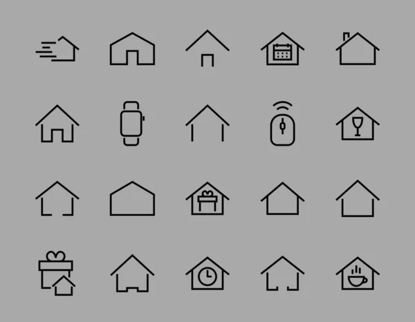 Ensemble Simple Modèles Icônes Maison Modifiables Couleur Contient Des Icônes — Image vectorielle