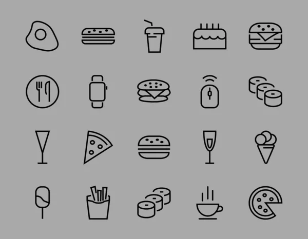 Een Eenvoudige Set Van Fast Food Iconen Gerelateerd Aan Vectorlijn — Stockvector