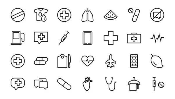 Einfaches Set Von Medikamenten Pillen Verwandte Vector Line Icons Enthält — Stockvektor