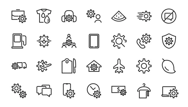 Simple Set Settings Options Related Vector Line Icons Contains Icons — Stock Vector