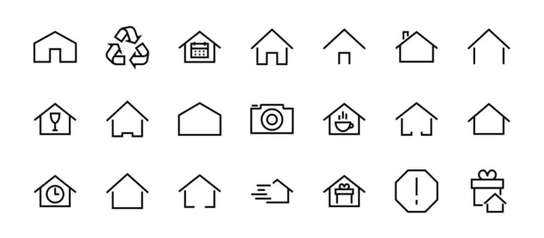 Simple Set Color Editable House Icon Templates Contains Icons Home — Stock Vector