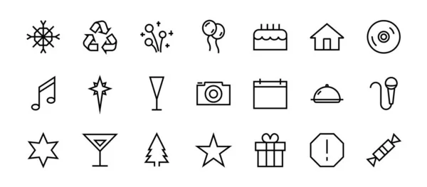 Simple Set Celebration Icons Related Vector Line Contains Icons Music — Stock Vector