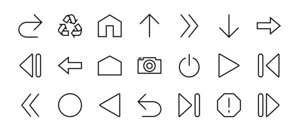 Conjunto Flechas Línea Direcciones Flechas Contiene Iconos Como Pausa Continuación — Vector de stock
