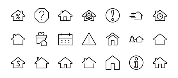 Eenvoudige set van lijn vector home iconen. Bevat huis symbolen op interesse, infuse house en meer. Bewerkbare beroerte. 480x480 pixels perfect — Stockvector