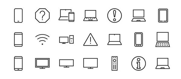 Set van slimme apparaten en gadgets, computerhardware en elektronica. Elektronische apparaatpictogrammen voor web- en mobiele vectorlijnen. Bewerkbare beroerte. 480x480 pixels — Stockvector