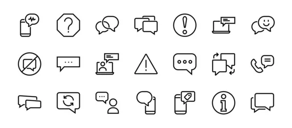 Simple set of message line vector line icons. contains icons such as conversation, SMS, notifications, group chat, and more. Editable stroke. 48x48 pixels perfect, white background — Stock Vector