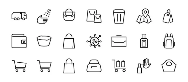 Simple Set Bags Shopping Travel Icons Vector Illustration Contains Icons — Stock Vector