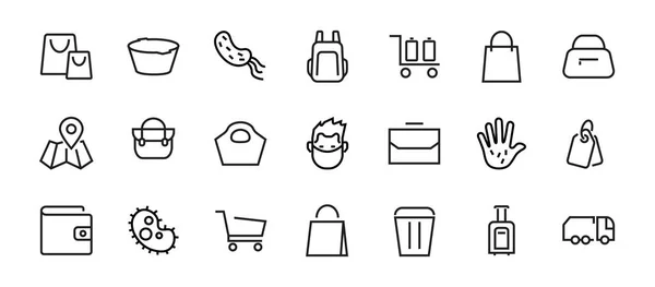 Simple Conjunto Bolsos Compras Iconos Viaje Ilustración Vectorial Contiene Iconos — Vector de stock