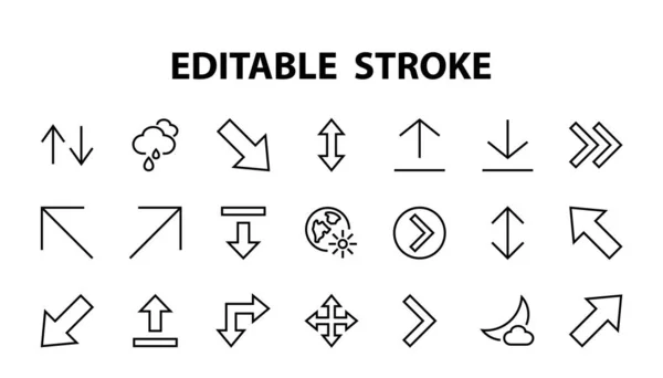 Ensemble Flèches Ligne Directions Flèches Contient Des Icônes Telles Que — Image vectorielle