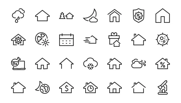 Ensemble Simple Icônes Vectorielles Ligne Maison Contient Des Symboles Maison — Image vectorielle