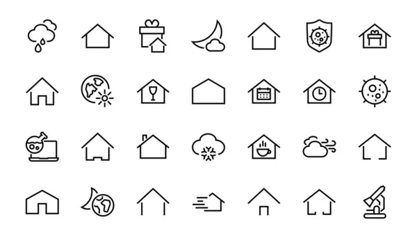 Ensemble Simple Modèles Icônes Maison Modifiables Couleur Contient Des Icônes — Image vectorielle